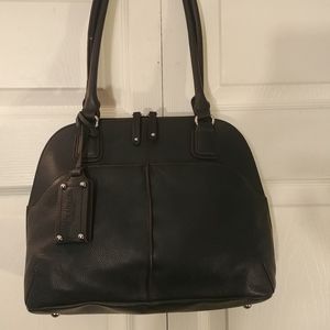 Tignanello Grayish Dark Blue Leather Satchel Bag